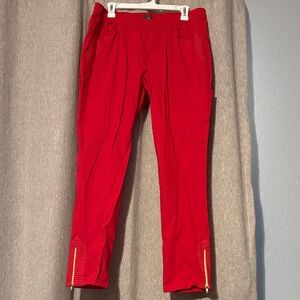🔥Jaanuu Women's Red moto scrub pants size large. Zip ankle. Six pockets